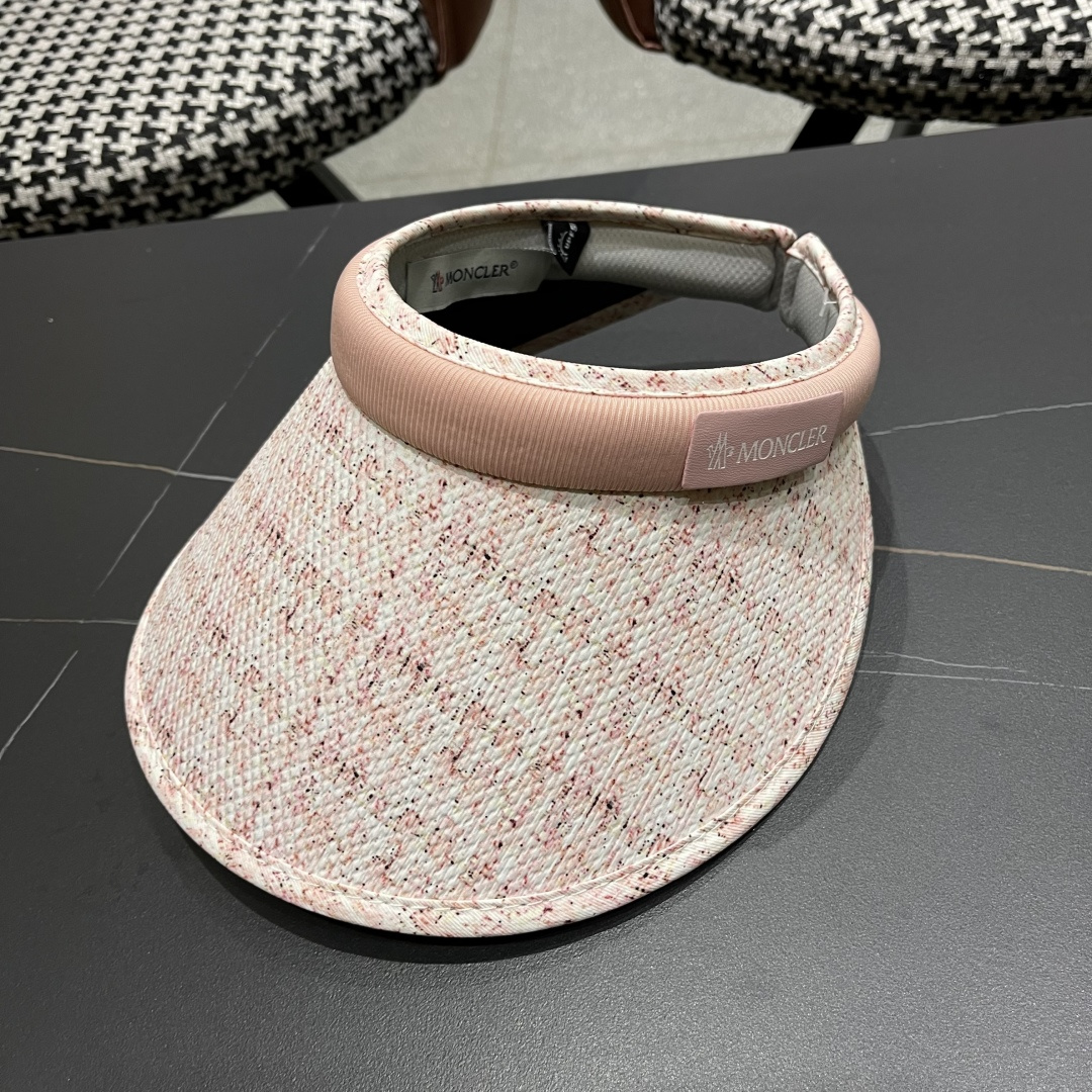  蒙口moncler防晒帽女夏防紫外线遮阳帽韩版休闲百搭大檐遮
脸空顶帽可扎马尾