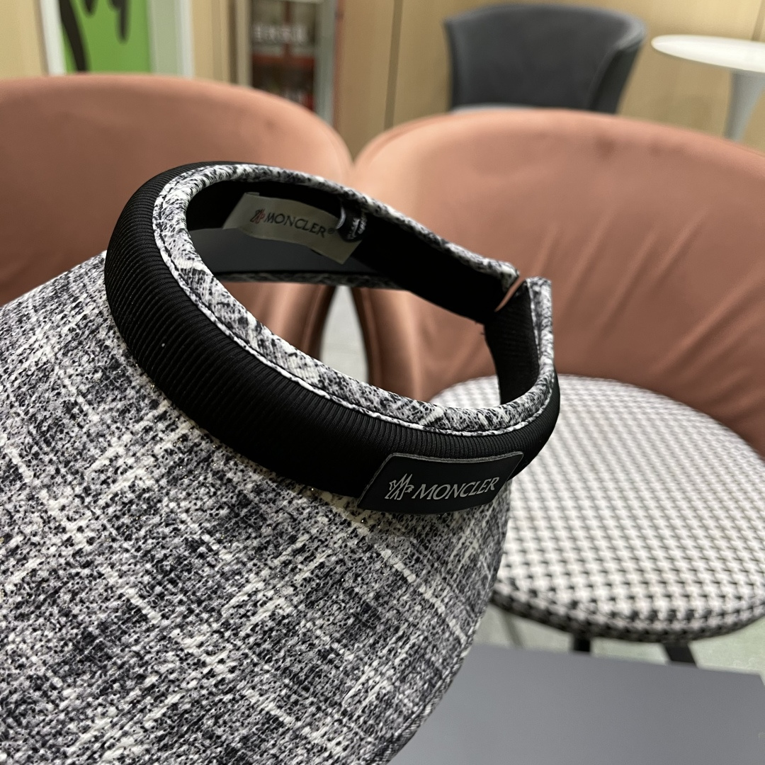  蒙口moncler防晒帽女夏防紫外线遮阳帽韩版休闲百搭大檐遮
脸空顶帽可扎马尾