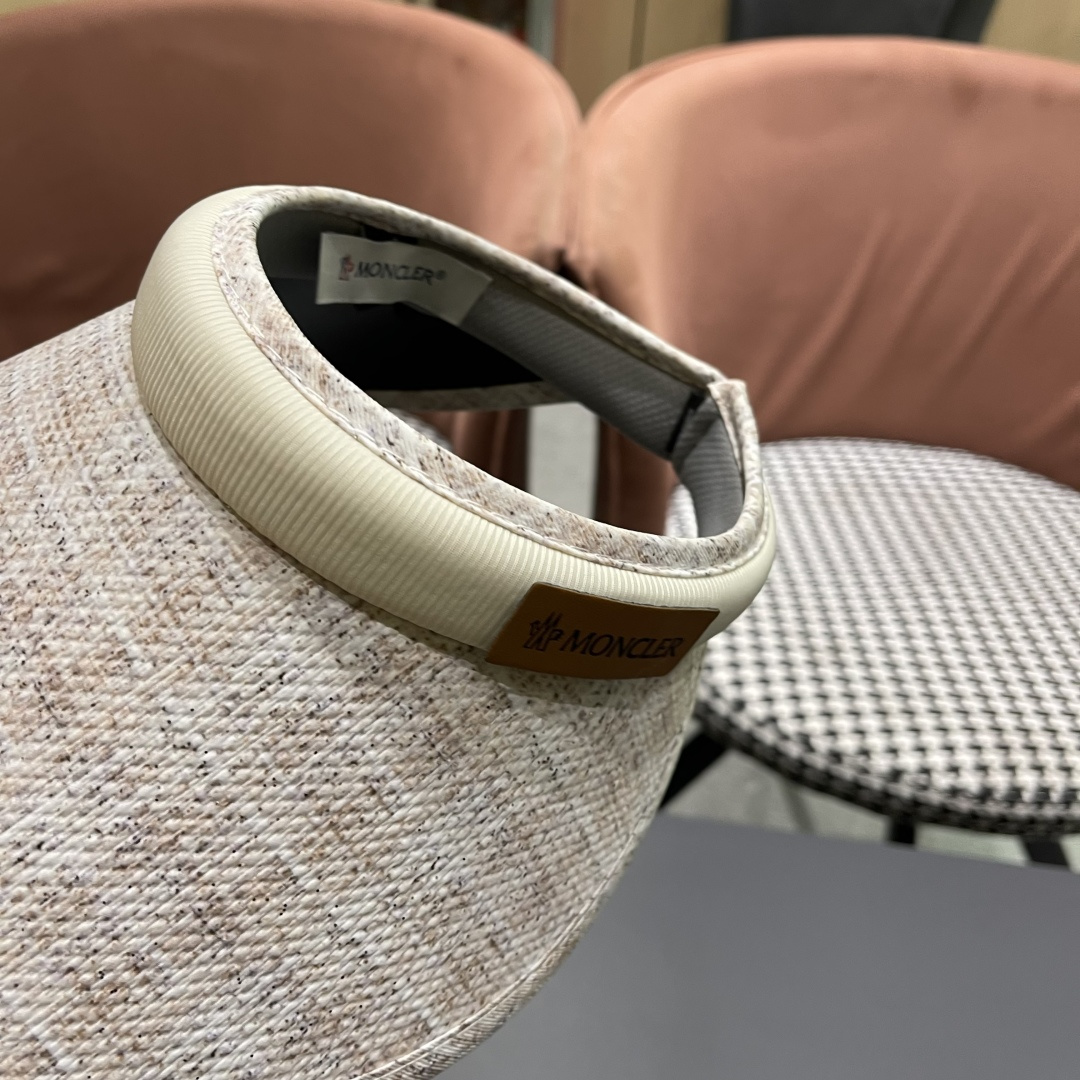  蒙口moncler防晒帽女夏防紫外线遮阳帽韩版休闲百搭大檐遮
脸空顶帽可扎马尾