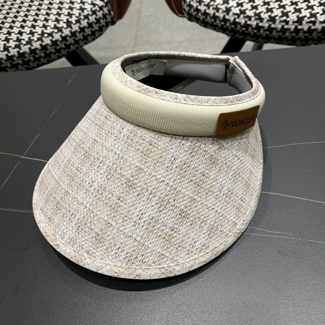  蒙口moncler防晒帽女夏防紫外线遮阳帽韩版休闲百搭大檐遮
脸空顶帽可扎马尾