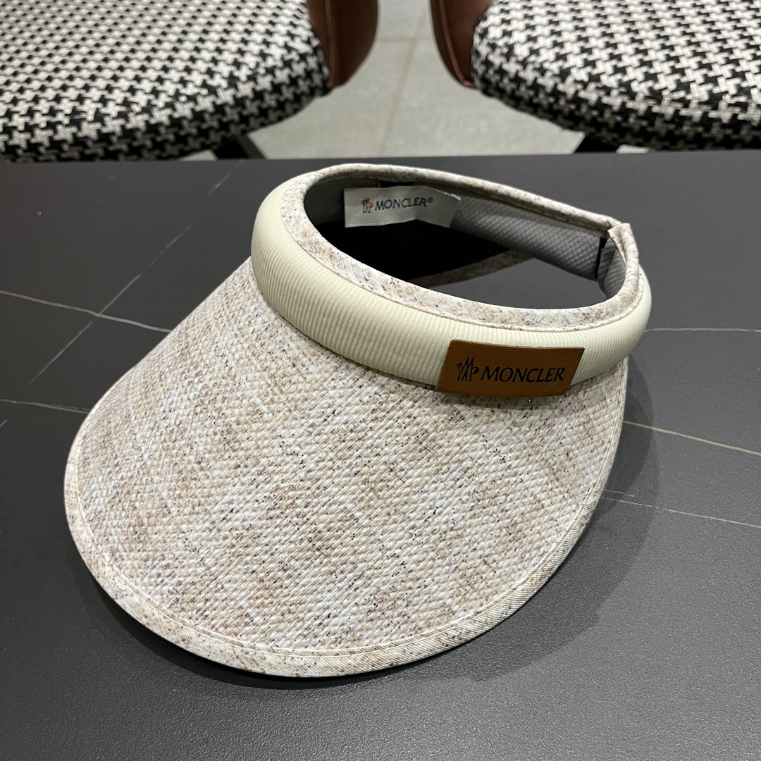  蒙口moncler防晒帽女夏防紫外线遮阳帽韩版休闲百搭大檐遮
脸空顶帽可扎马尾