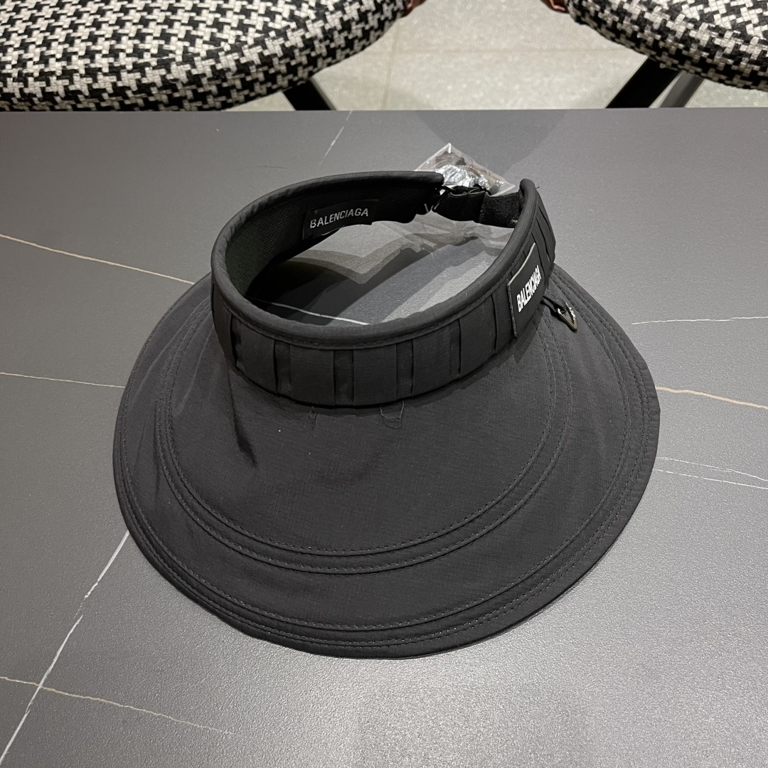  Balenclaga巴黎世家2025韩版时尚褶皱空顶帽女春夏季日系大檐遮
阳防晒可折叠太阳帽