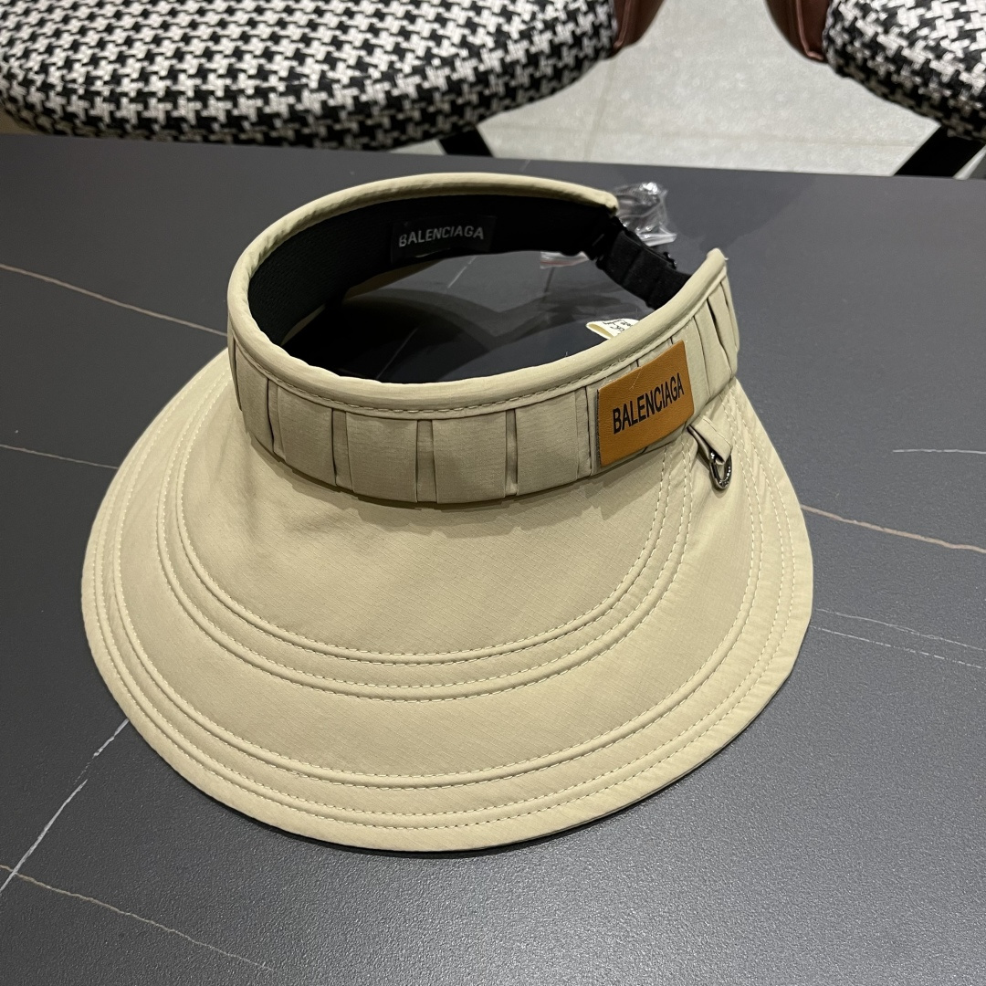  Balenclaga巴黎世家2025韩版时尚褶皱空顶帽女春夏季日系大檐遮
阳防晒可折叠太阳帽