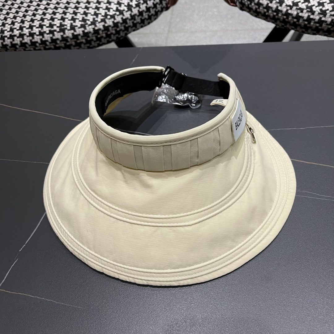  Balenclaga巴黎世家2025韩版时尚褶皱空顶帽女春夏季日系大檐遮
阳防晒可折叠太阳帽