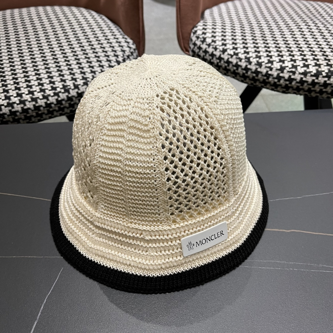  蒙口MONCLER韩版镂空渔夫帽子女春夏季防晒帽镂空透气品
脸小遮阳帽盆帽编织帽