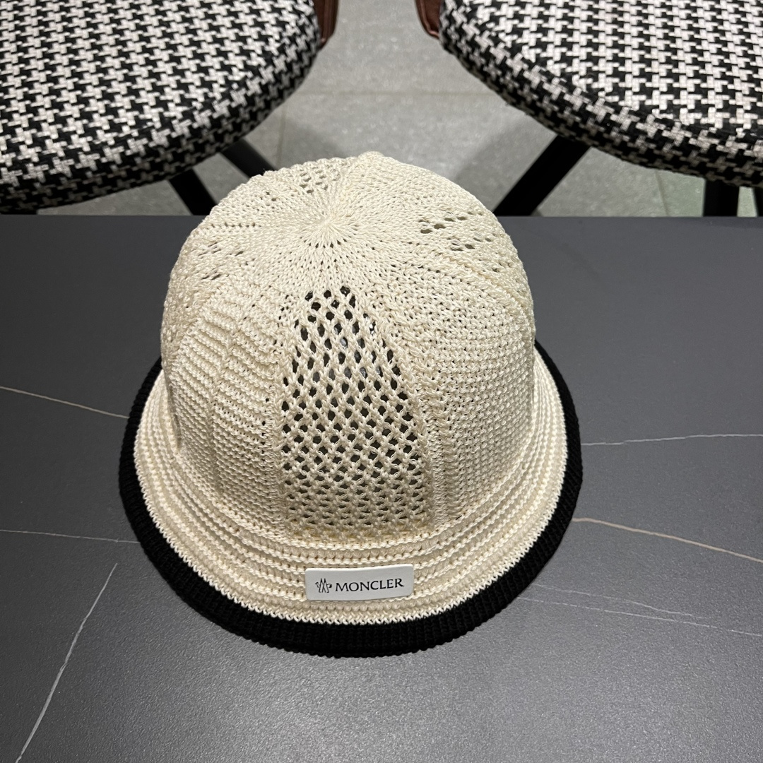  蒙口MONCLER韩版镂空渔夫帽子女春夏季防晒帽镂空透气品
脸小遮阳帽盆帽编织帽