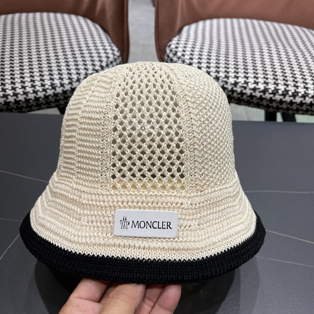  蒙口MONCLER韩版镂空渔夫帽子女春夏季防晒帽镂空透气品
脸小遮阳帽盆帽编织帽