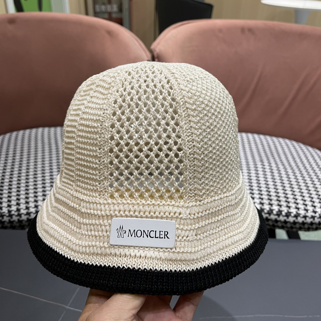  蒙口MONCLER韩版镂空渔夫帽子女春夏季防晒帽镂空透气品
脸小遮阳帽盆帽编织帽