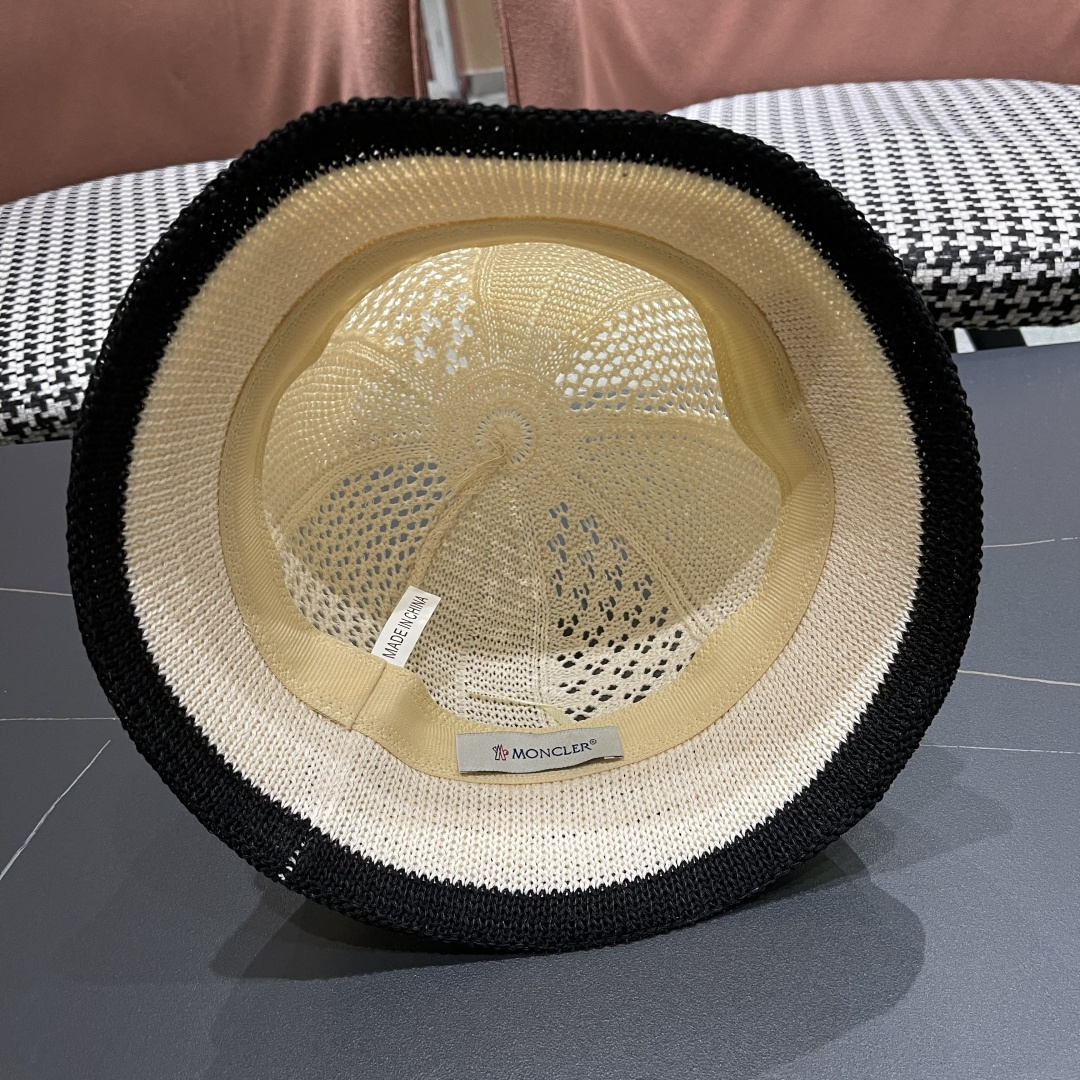 蒙口MONCLER韩版镂空渔夫帽子女春夏季防晒帽镂空透气品
脸小遮阳帽盆帽编织帽