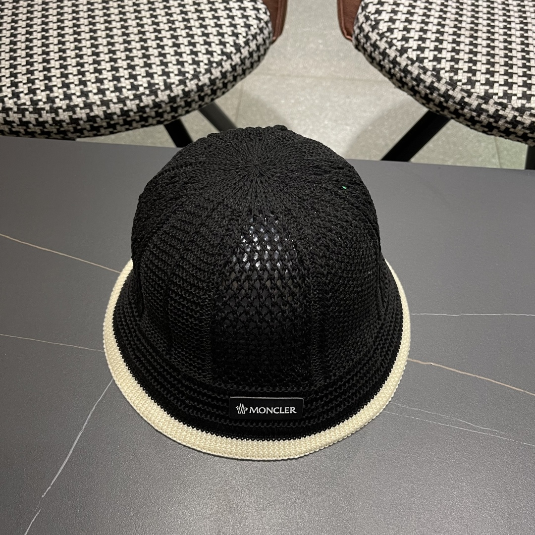  蒙口MONCLER韩版镂空渔夫帽子女春夏季防晒帽镂空透气品
脸小遮阳帽盆帽编织帽
