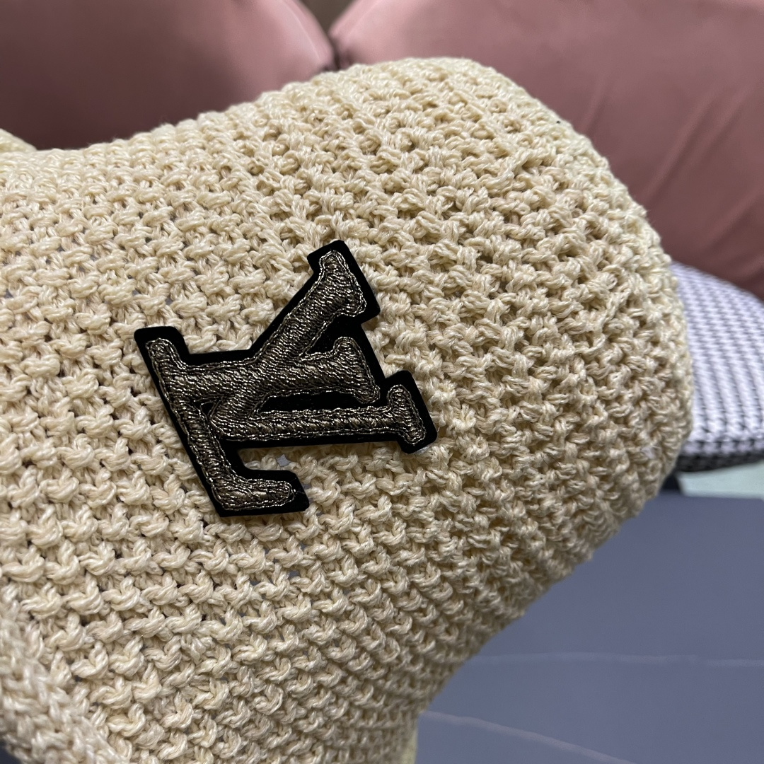  lv路易威登新款钩织卷边渔夫帽子女夏季时尚优雅百搭洋气出
街盆帽透气舒适帽