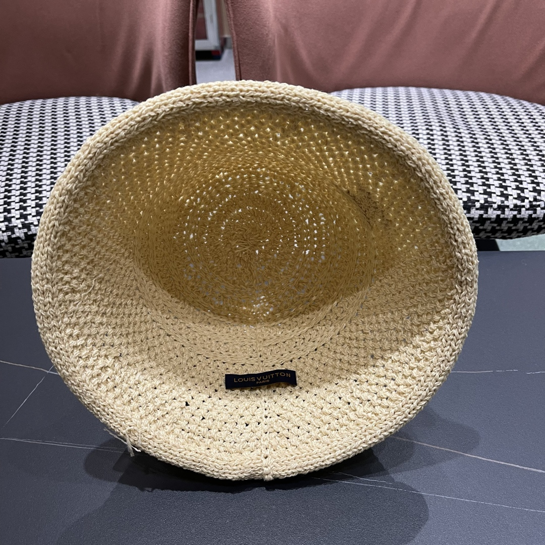  lv路易威登新款钩织卷边渔夫帽子女夏季时尚优雅百搭洋气出
街盆帽透气舒适帽