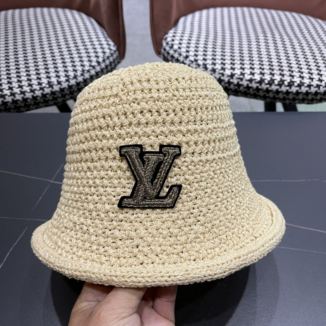  lv路易威登新款钩织卷边渔夫帽子女夏季时尚优雅百搭洋气出
街盆帽透气舒适帽