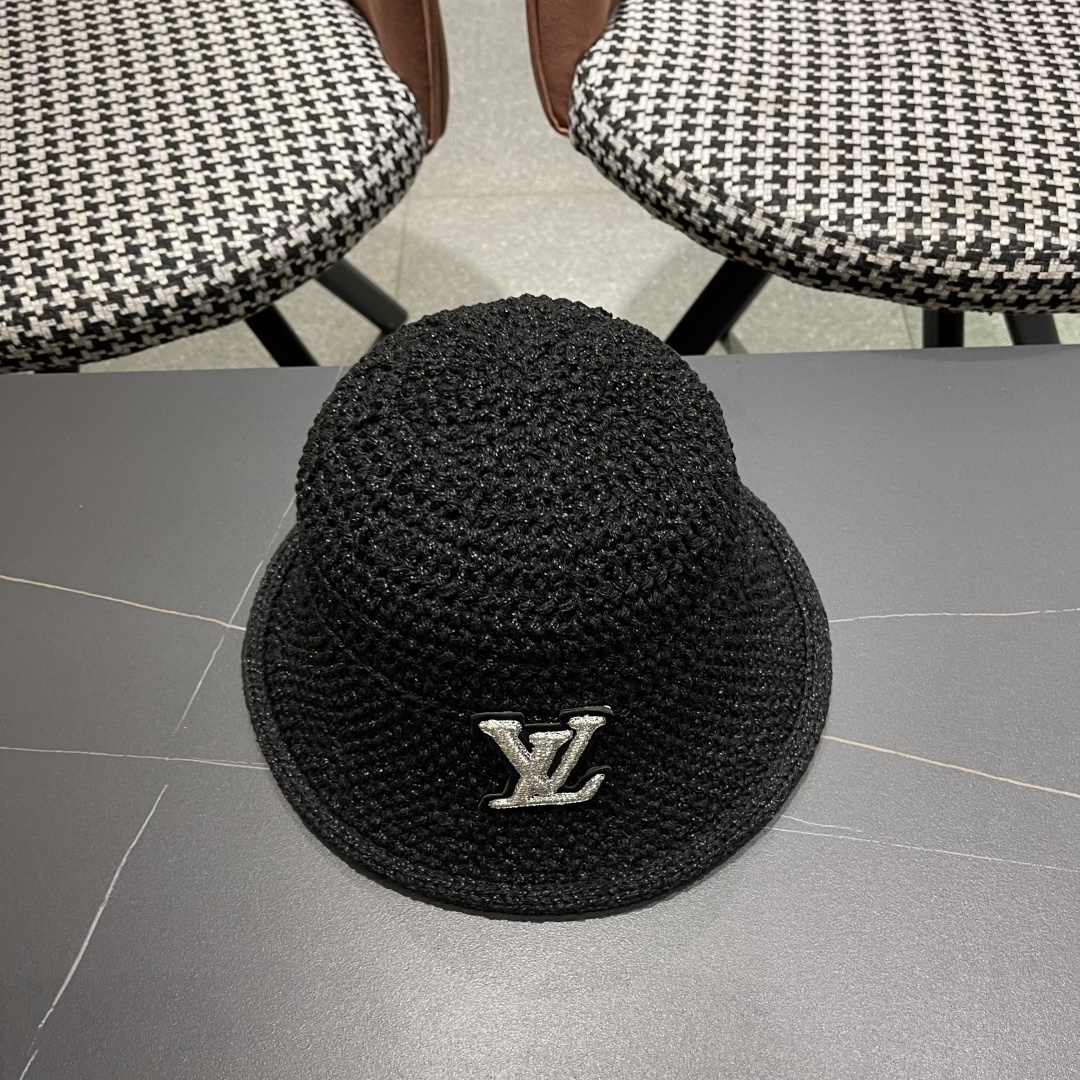  lv路易威登新款钩织卷边渔夫帽子女夏季时尚优雅百搭洋气出
街盆帽透气舒适帽