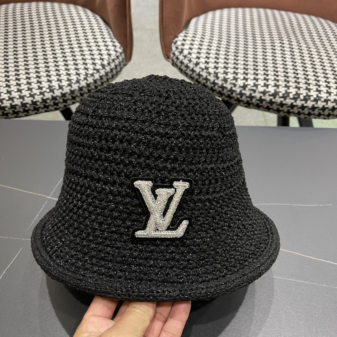  lv路易威登新款钩织卷边渔夫帽子女夏季时尚优雅百搭洋气出
街盆帽透气舒适帽