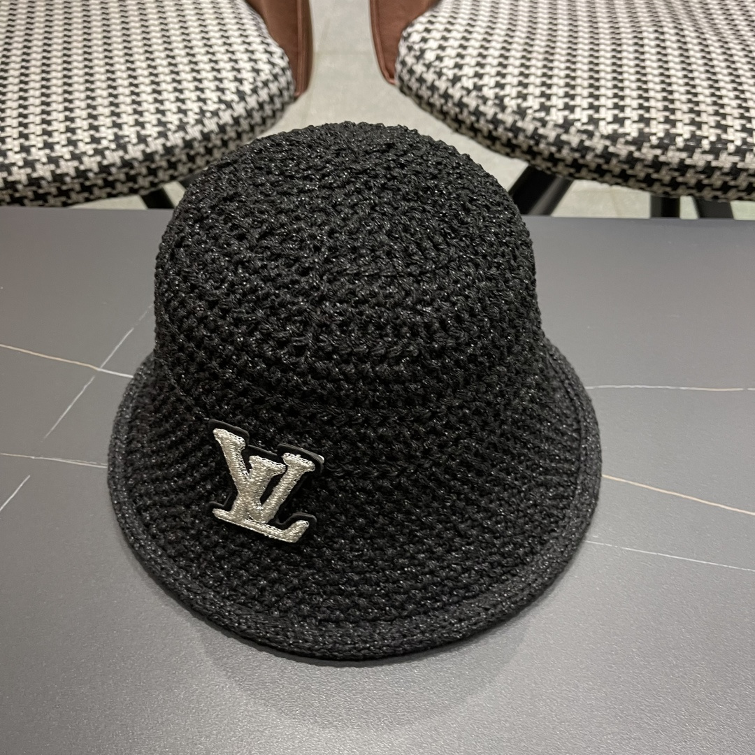  lv路易威登新款钩织卷边渔夫帽子女夏季时尚优雅百搭洋气出
街盆帽透气舒适帽