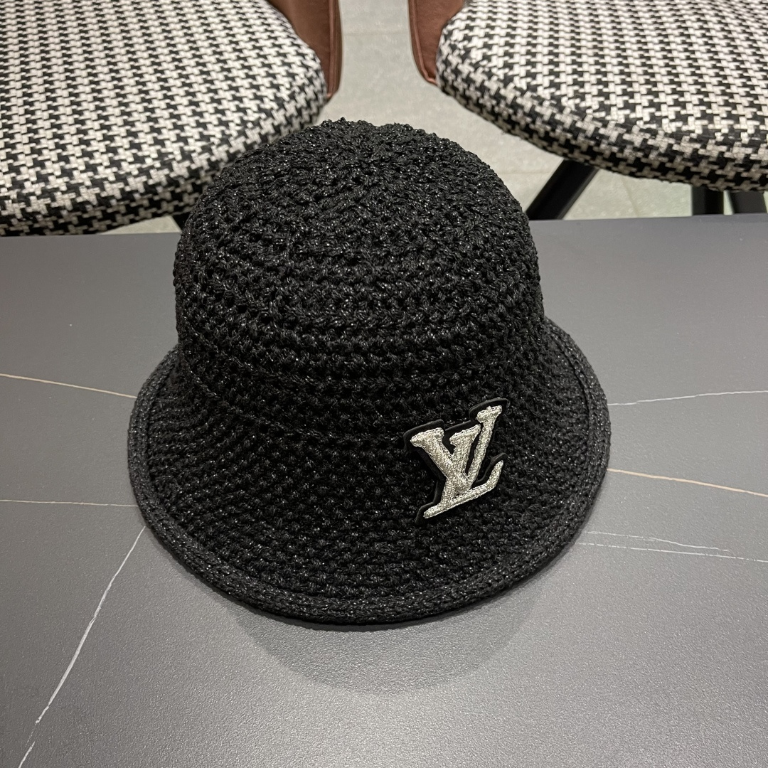  lv路易威登新款钩织卷边渔夫帽子女夏季时尚优雅百搭洋气出
街盆帽透气舒适帽
