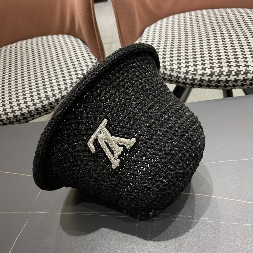  lv路易威登新款钩织卷边渔夫帽子女夏季时尚优雅百搭洋气出
街盆帽透气舒适帽