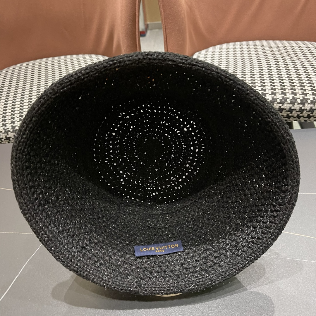  lv路易威登新款钩织卷边渔夫帽子女夏季时尚优雅百搭洋气出
街盆帽透气舒适帽