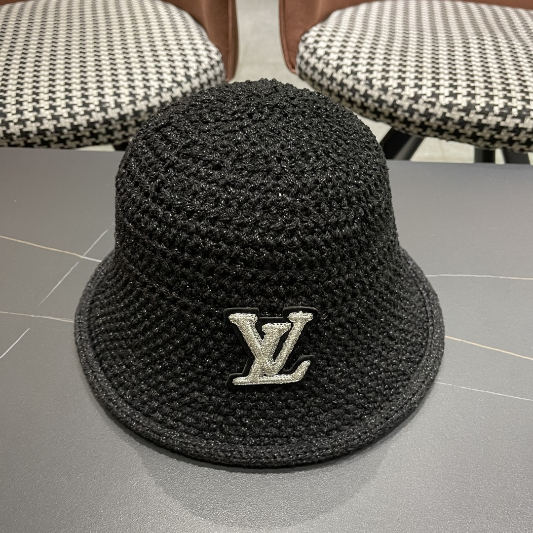  lv路易威登新款钩织卷边渔夫帽子女夏季时尚优雅百搭洋气出
街盆帽透气舒适帽