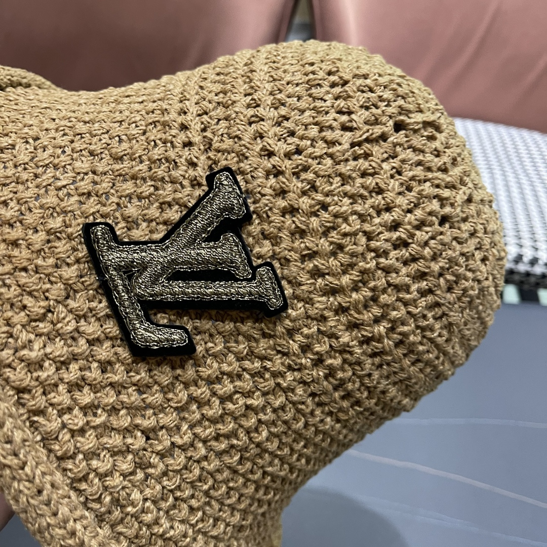  lv路易威登新款钩织卷边渔夫帽子女夏季时尚优雅百搭洋气出
街盆帽透气舒适帽