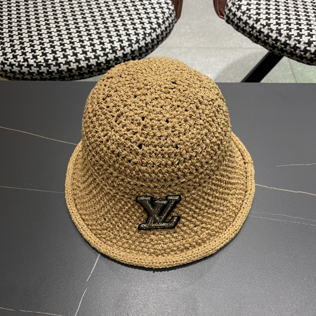  lv路易威登新款钩织卷边渔夫帽子女夏季时尚优雅百搭洋气出
街盆帽透气舒适帽