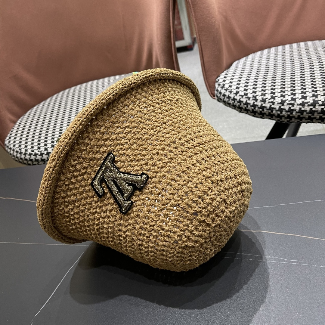  lv路易威登新款钩织卷边渔夫帽子女夏季时尚优雅百搭洋气出
街盆帽透气舒适帽