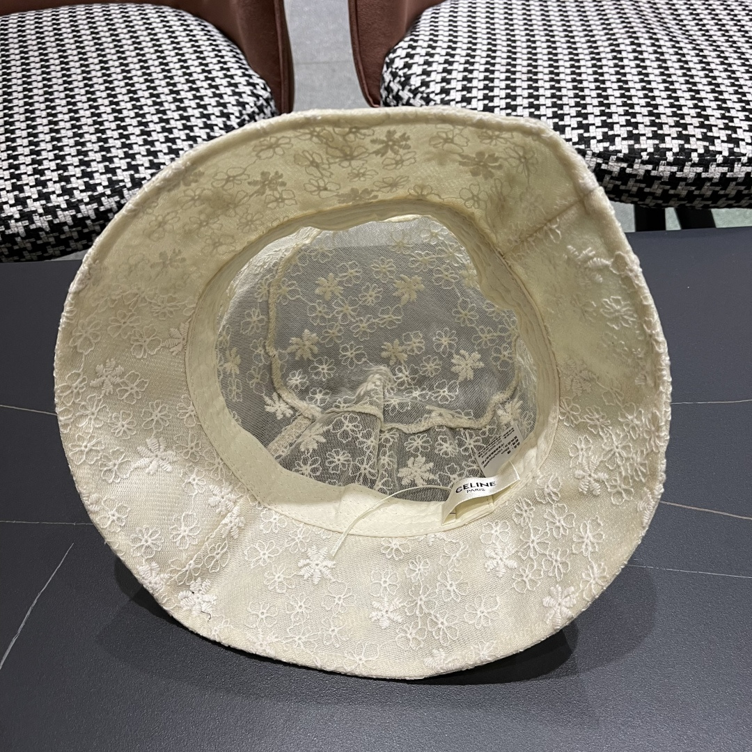 【CELINE赛琳】韩版蕾丝薄款平顶渔夫帽子女夏季时
尚镂空透气遞脸防晒帽日系盆帽