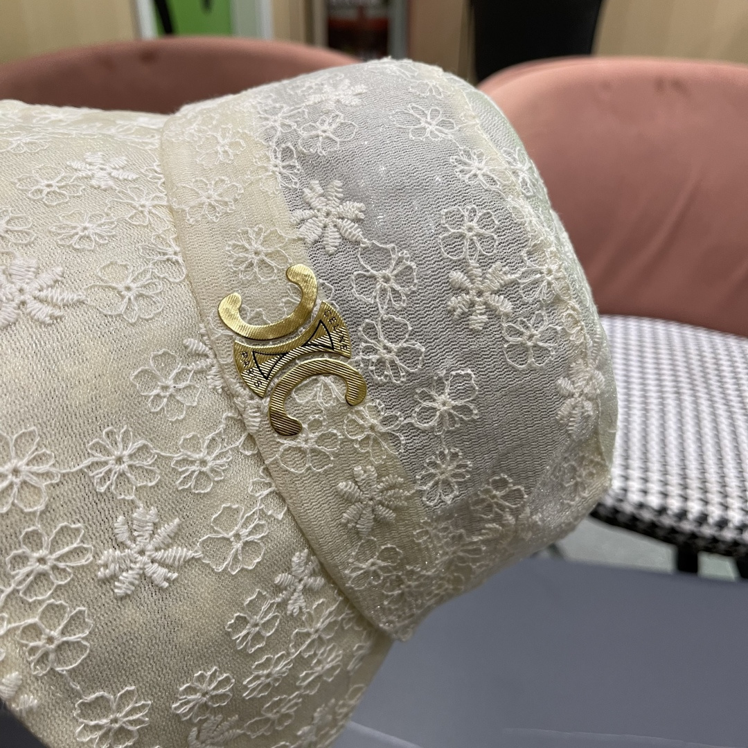 【CELINE赛琳】韩版蕾丝薄款平顶渔夫帽子女夏季时
尚镂空透气遞脸防晒帽日系盆帽