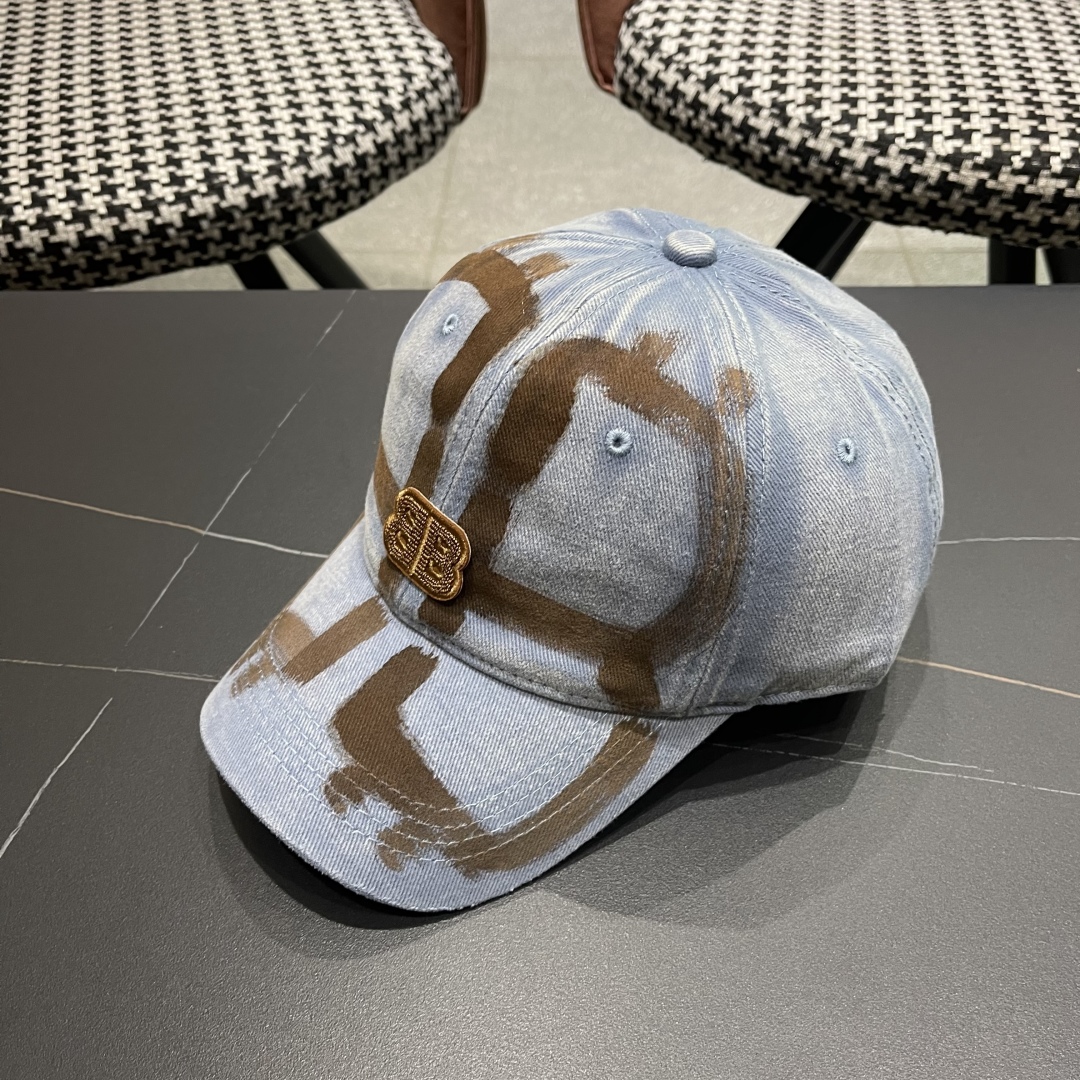 [Balenciaga Hats]Balenclaga Balenciaga small graffiti double B washed cowboy d