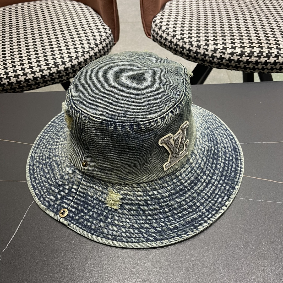  Lv路易威登潮酷破洞做旧牛仔渔夫帽女韩版时尚
百搭个性文艺品脸小