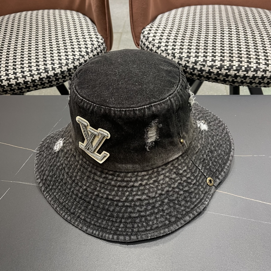  Lv路易威登潮酷破洞做旧牛仔渔夫帽女韩版时尚
百搭个性文艺品脸小