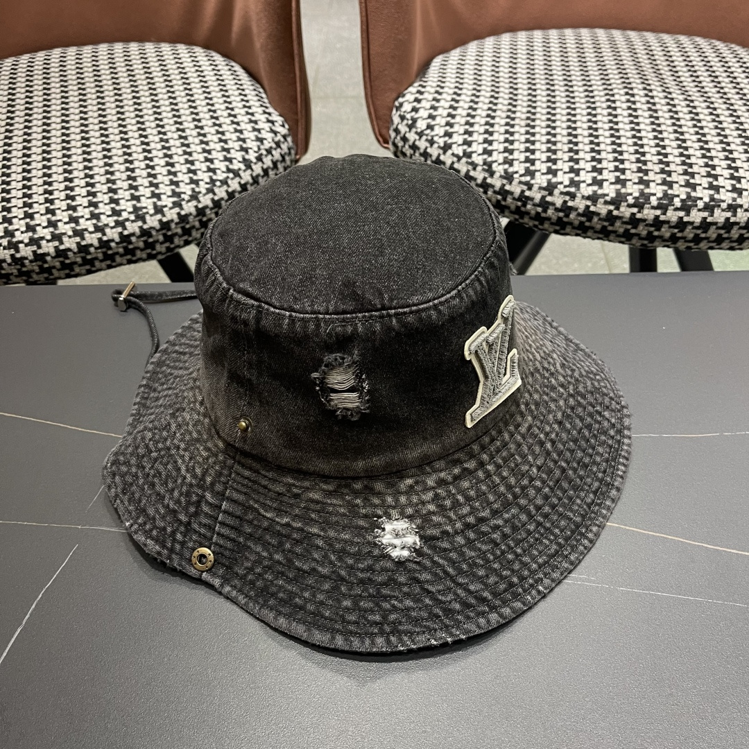  Lv路易威登潮酷破洞做旧牛仔渔夫帽女韩版时尚
百搭个性文艺品脸小