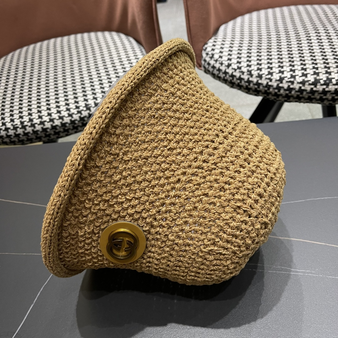   古奇♥️GUCCI 2025新款日系卷边纯色镂空透气渔夫帽子女夏在时尚百搭
显脸小防晒遮阳盆帽 