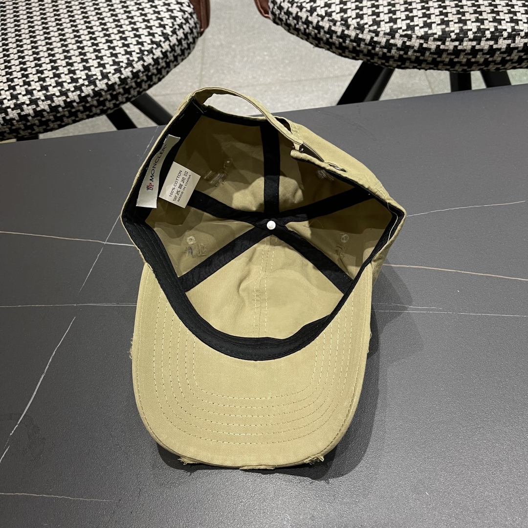 蒙口MONCLER 韩版个性街头棒球帽子女款2025新
款网红做旧复古破洞鸭舌帽日系软