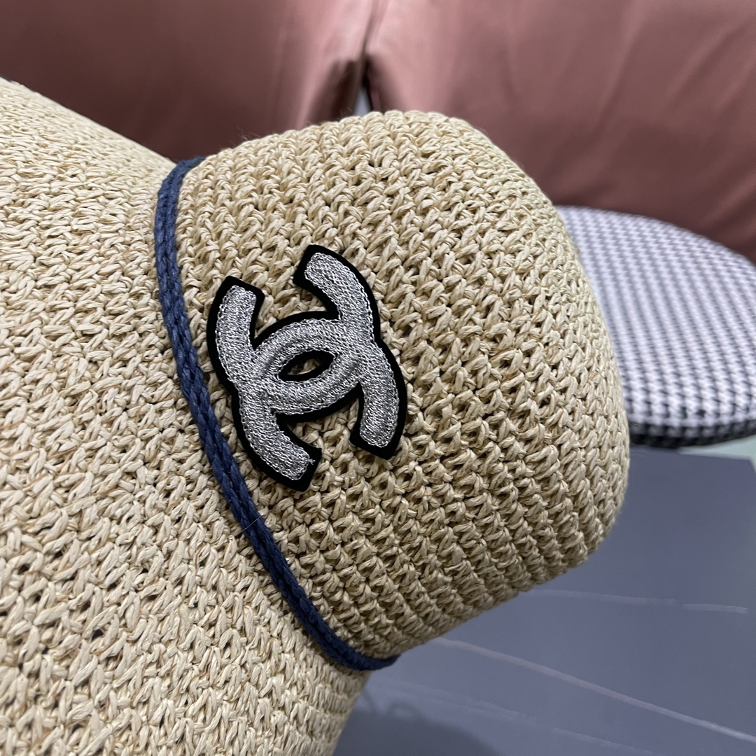  香奈儿CHANEL 沙滩草帽子女2025新款夏天海边遮阳防晒太
阳帽草编度假凉帽大帽檐