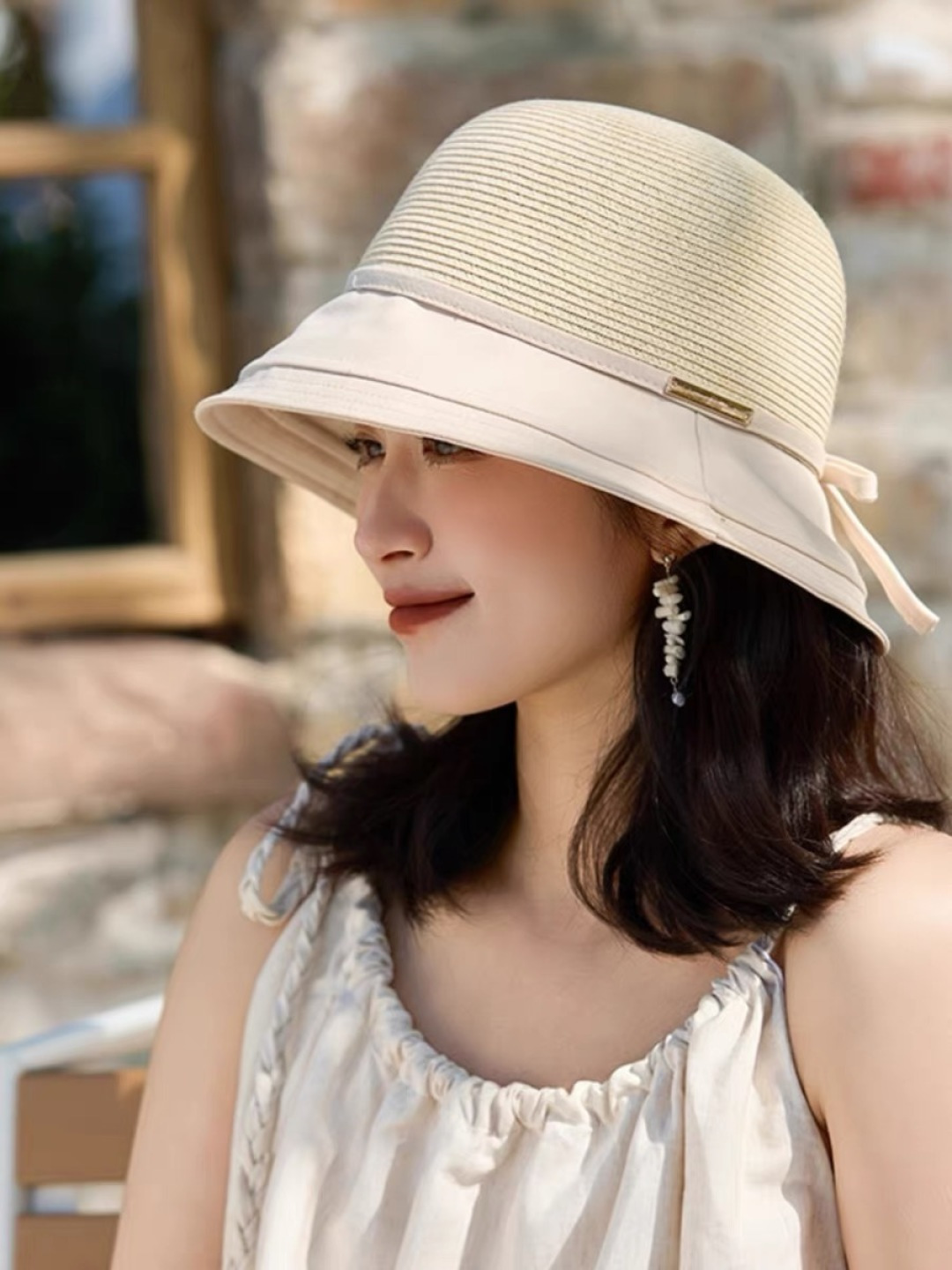 NO:228519,Moncler elegant bow tie straw hat women summer beach sun hat big brim face sun protection hat vacation fisherman hat hat straw hat fisherman hat baseball hat, hat, christian louboutin, Moncler, espadrilles, hats19860909蒙口Moncler优雅蝴蝶结布草帽女夏季沙滩遮阳帽子大檐遮 脸防晒帽度假渔夫帽子帽子草帽渔夫帽棒球帽,帽子,christian louboutin,Moncler,espadrilles,hats,hat