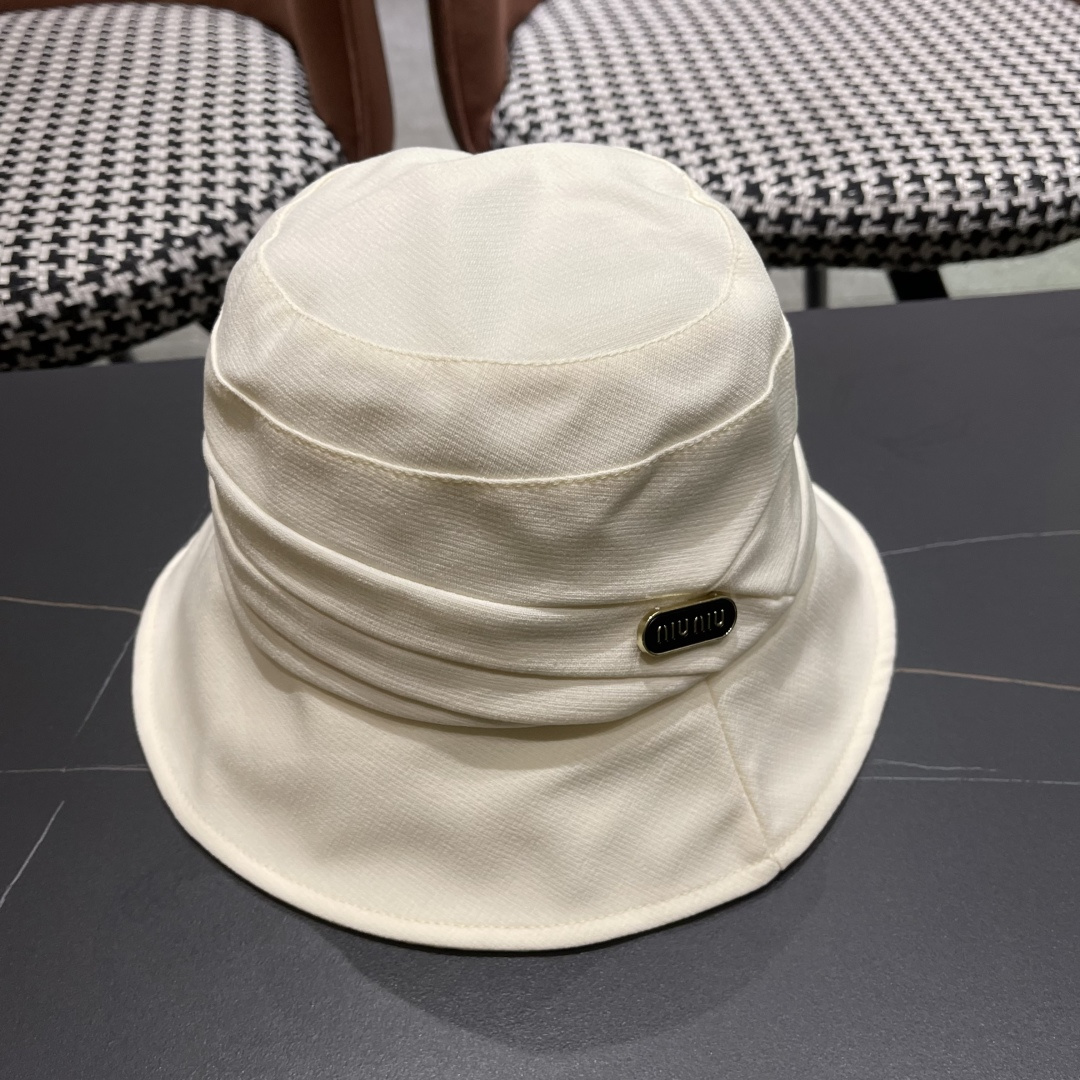  谬谬miumiu日系休闲百搭渔夫帽防紫外线宽檐遮脸网红盆帽大
头国品脸小水桶帽
