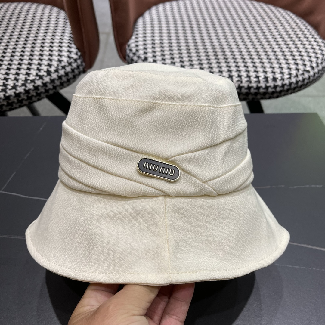  谬谬miumiu日系休闲百搭渔夫帽防紫外线宽檐遮脸网红盆帽大
头国品脸小水桶帽
