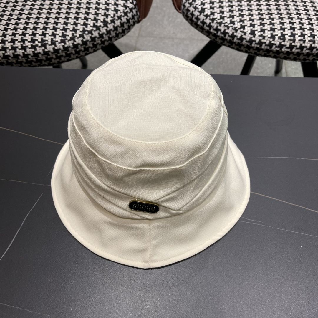  谬谬miumiu日系休闲百搭渔夫帽防紫外线宽檐遮脸网红盆帽大
头国品脸小水桶帽
