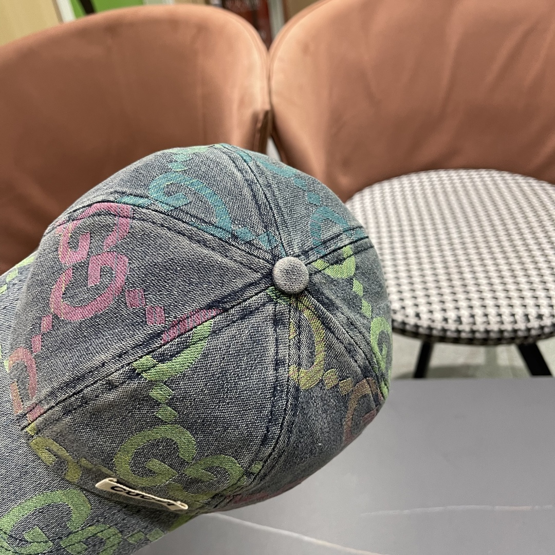  GUCCI古奇 2025专柜原单新款洗水牛仔棒球帽，很潮！休闲运动款，经典制作，超级好搭衣服！