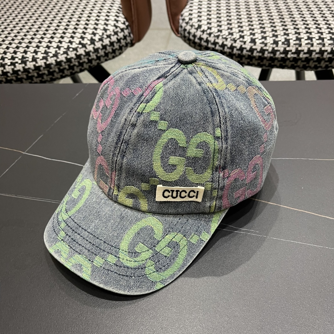 GUCCI古奇 2025专柜原单新款洗水牛仔棒球帽，很潮！休闲运动款，经典制作，超级好搭衣服！