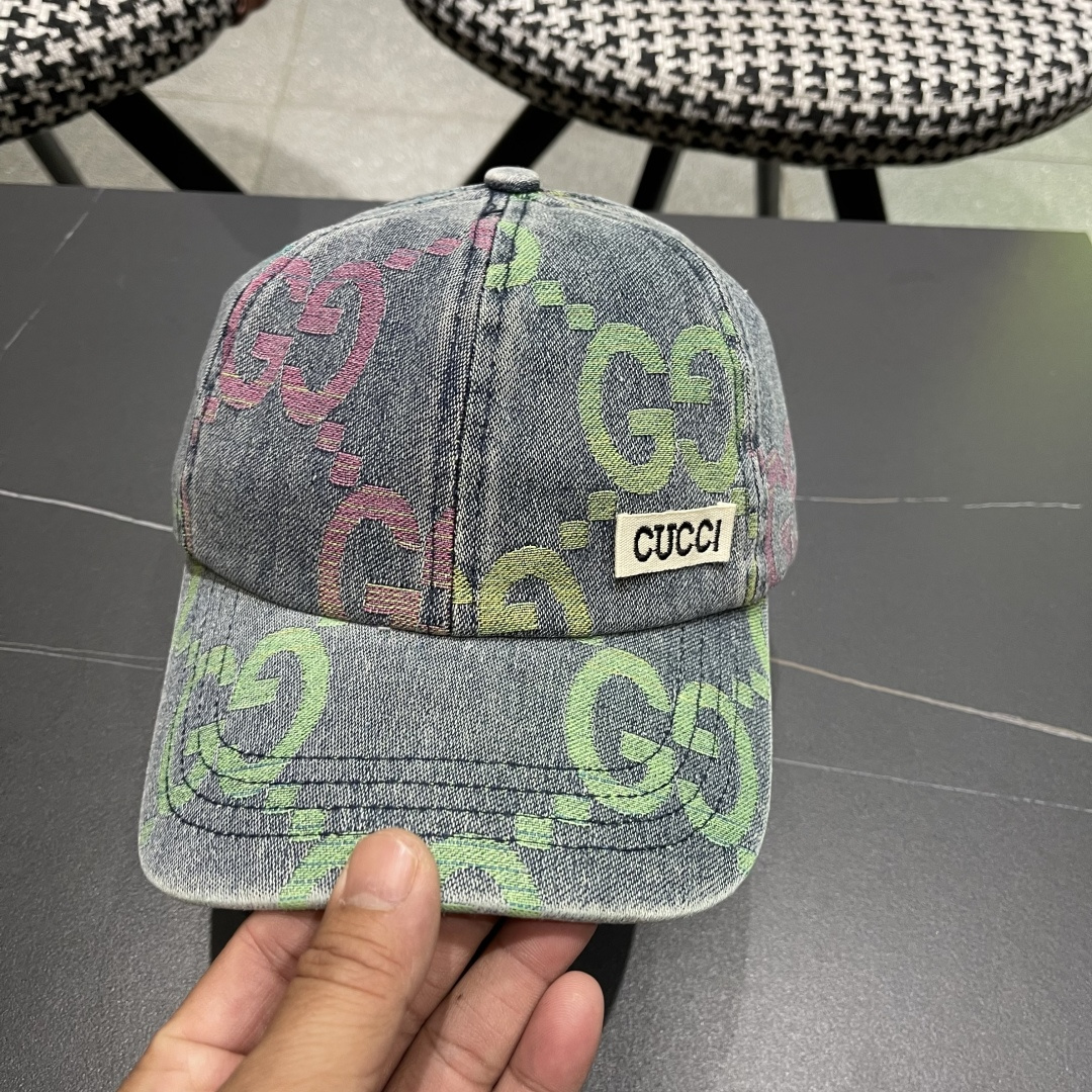  GUCCI古奇 2025专柜原单新款洗水牛仔棒球帽，很潮！休闲运动款，经典制作，超级好搭衣服！