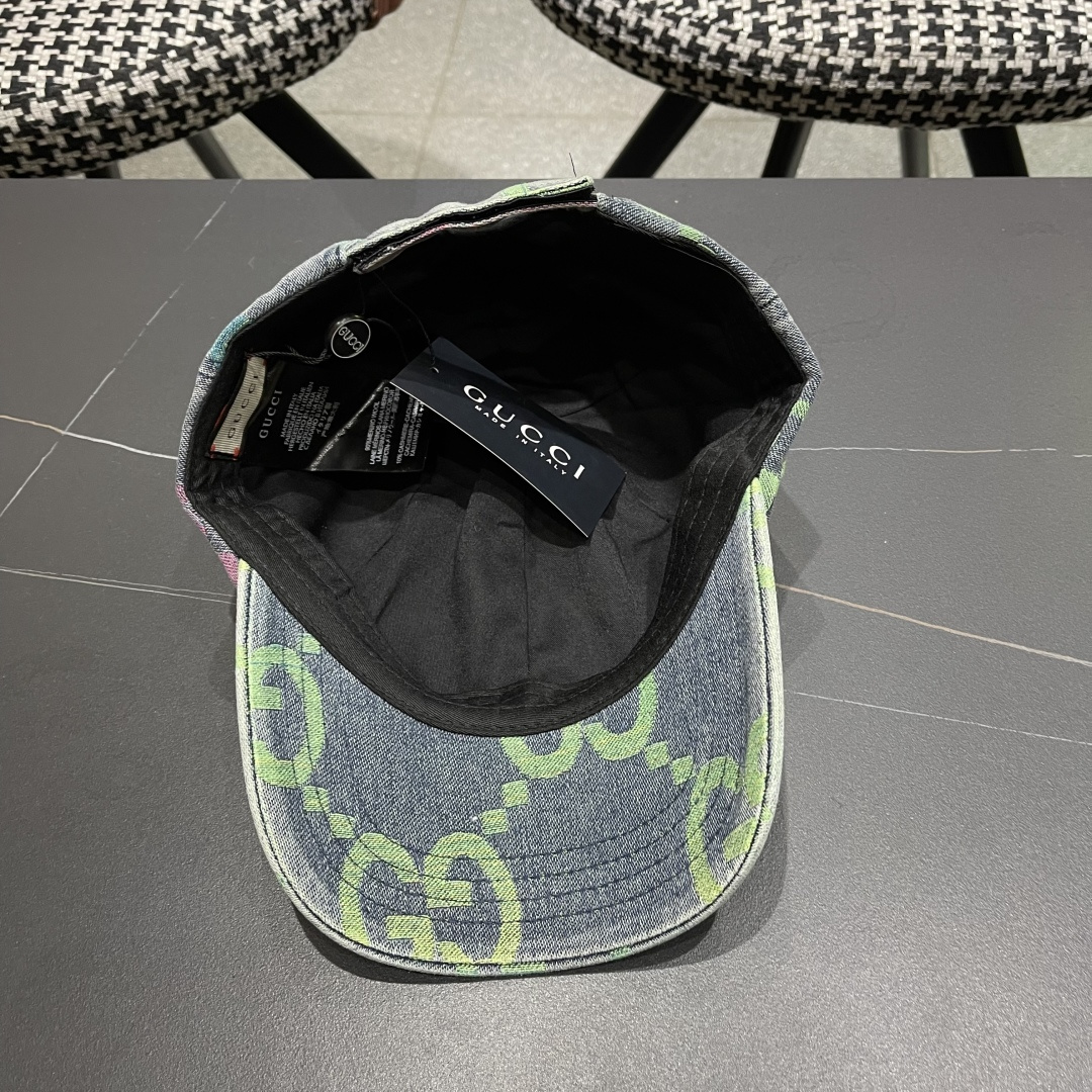  GUCCI古奇 2025专柜原单新款洗水牛仔棒球帽，很潮！休闲运动款，经典制作，超级好搭衣服！