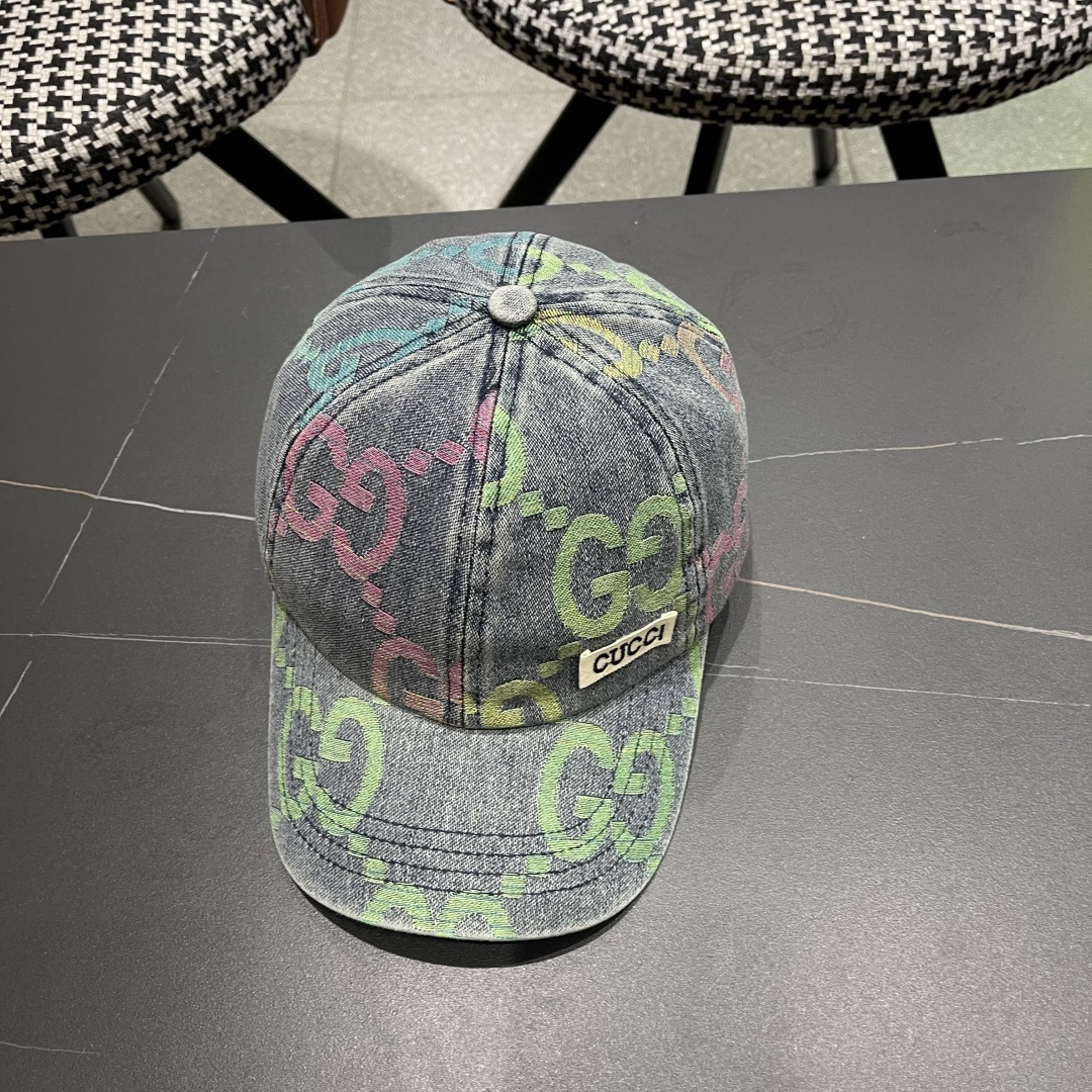  GUCCI古奇 2025专柜原单新款洗水牛仔棒球帽，很潮！休闲运动款，经典制作，超级好搭衣服！