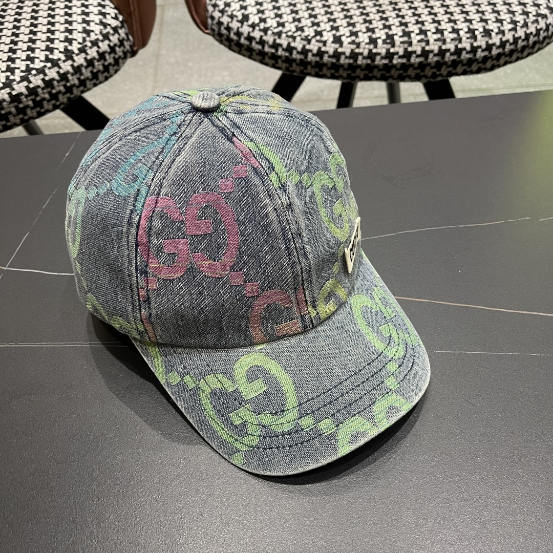  GUCCI古奇 2025专柜原单新款洗水牛仔棒球帽，很潮！休闲运动款，经典制作，超级好搭衣服！