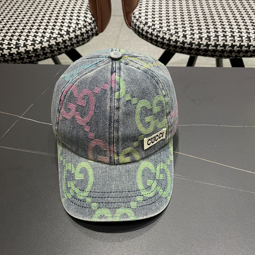  GUCCI古奇 2025专柜原单新款洗水牛仔棒球帽，很潮！休闲运动款，经典制作，超级好搭衣服！