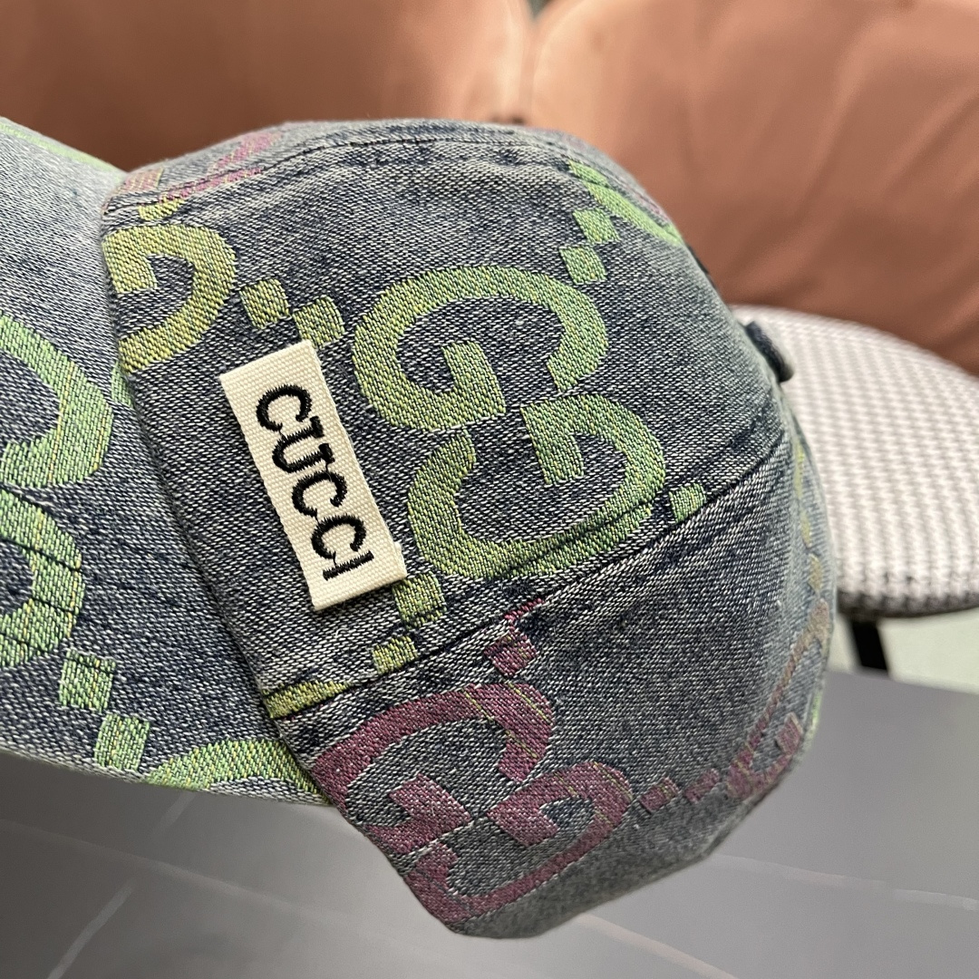  GUCCI古奇 2025专柜原单新款洗水牛仔棒球帽，很潮！休闲运动款，经典制作，超级好搭衣服！