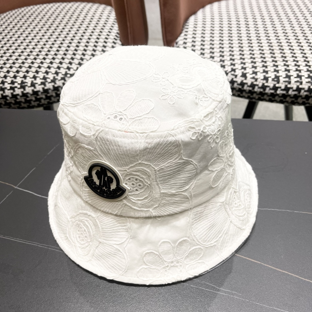  蒙口Moncler🆕2025新款遮阳帽子女夏季镂空小众刺绣渔夫帽
