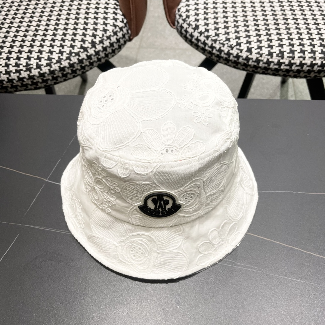  蒙口Moncler🆕2025新款遮阳帽子女夏季镂空小众刺绣渔夫帽
